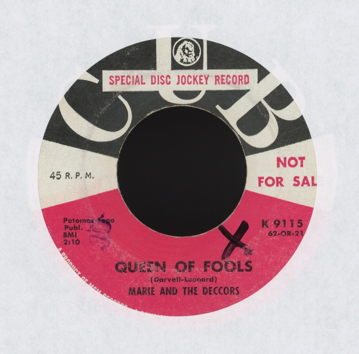 Marie And The Deccors - Queen Of Fools on Cub Promo R&B Girl Group 45