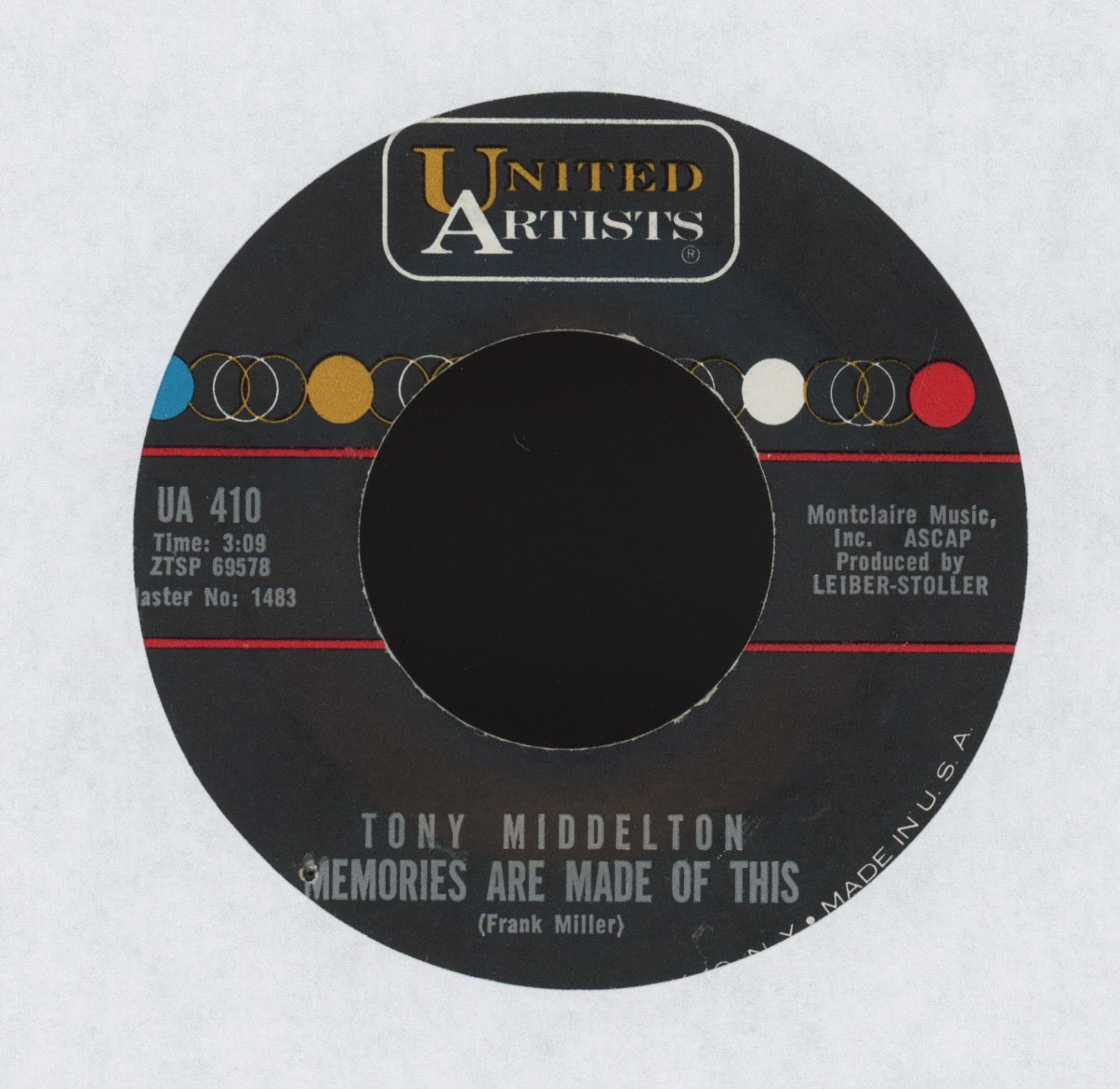 Tony Middleton - Memories Are Made Of This on United Artists Northern Soul 45