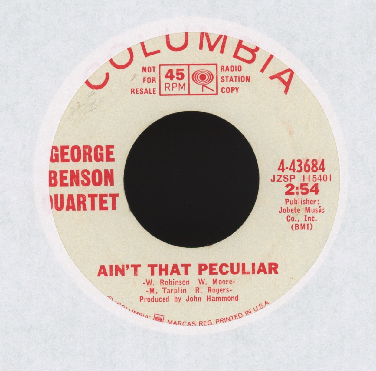 The George Benson Quartet - Summertime on Columbia Promo Soul Jazz 45