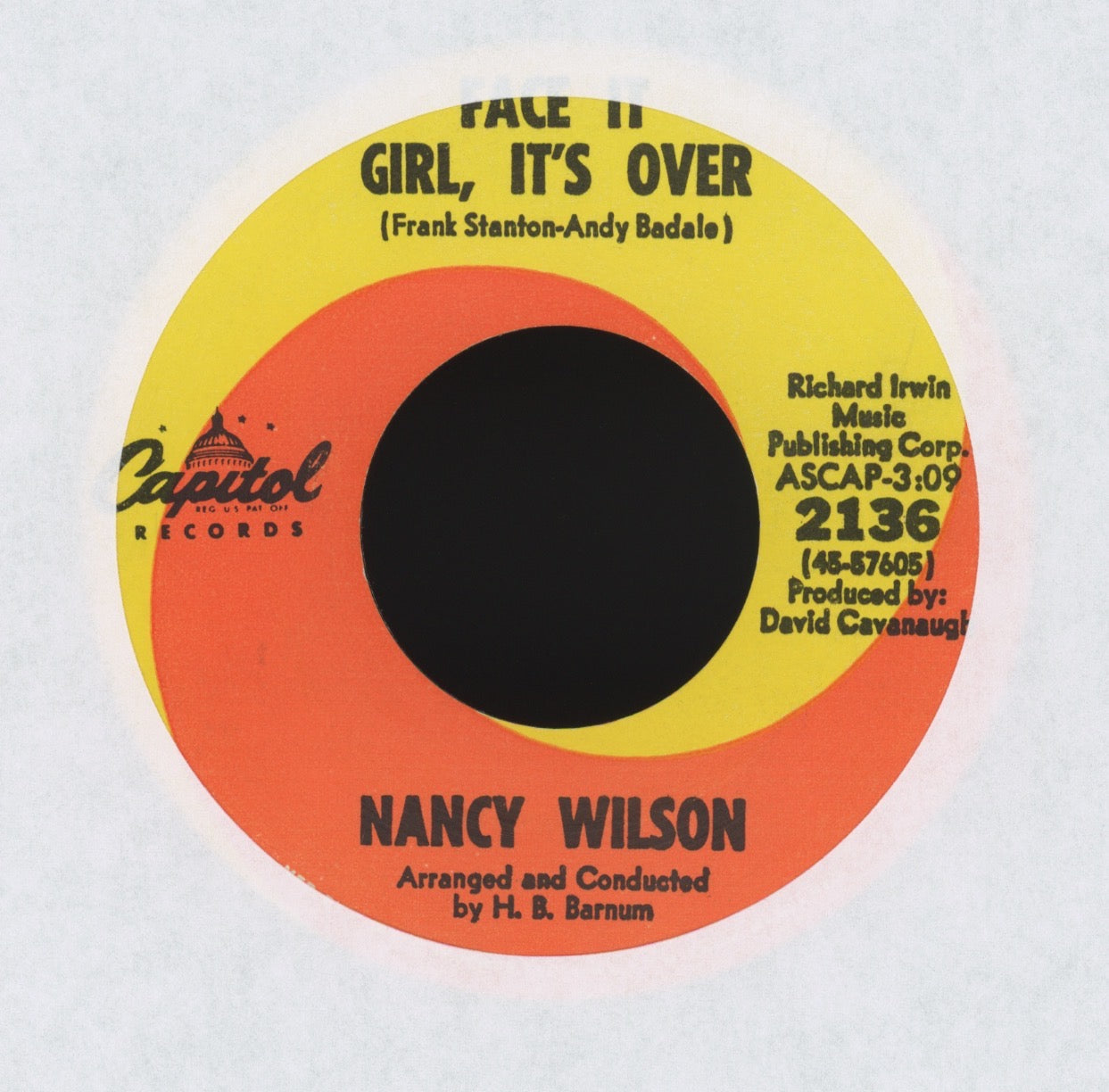 Nancy Wilson - Face It Girl, It's Over on Capitol Soul 45