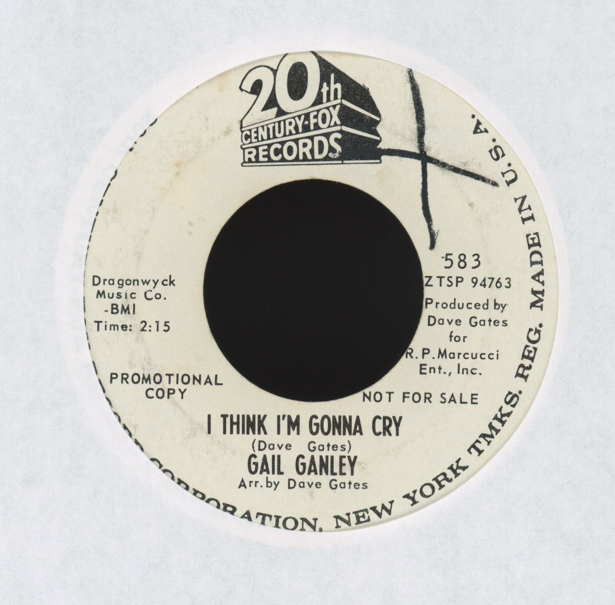 Gail Ganley - Runaway on 20th Century Fox Promo Teen R&B 45