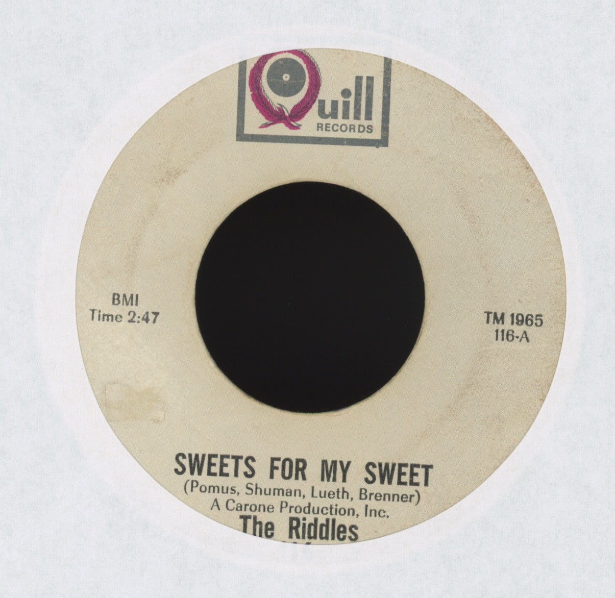The Riddles - It's One Thing to Say on Quill Garage 45