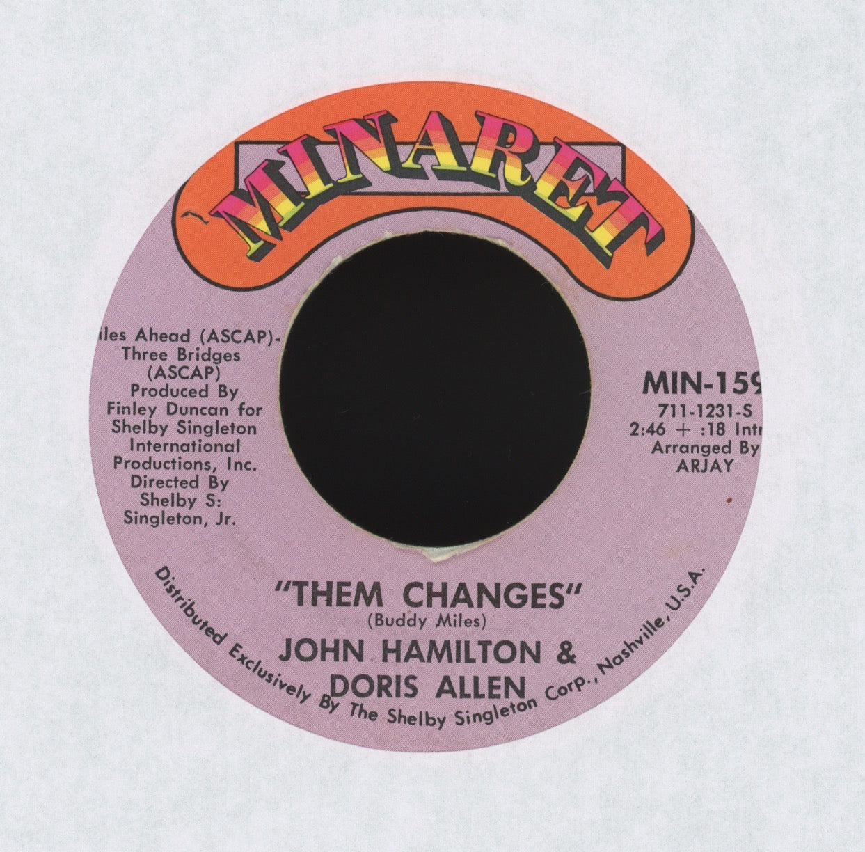 Big John Hamilton / Doris Allen - Them Changes on Minaret Funk 45