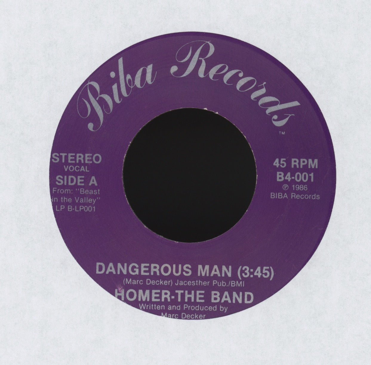 Homer-The Band - Dangerous Man on Biba Modern Soul Boogie 45