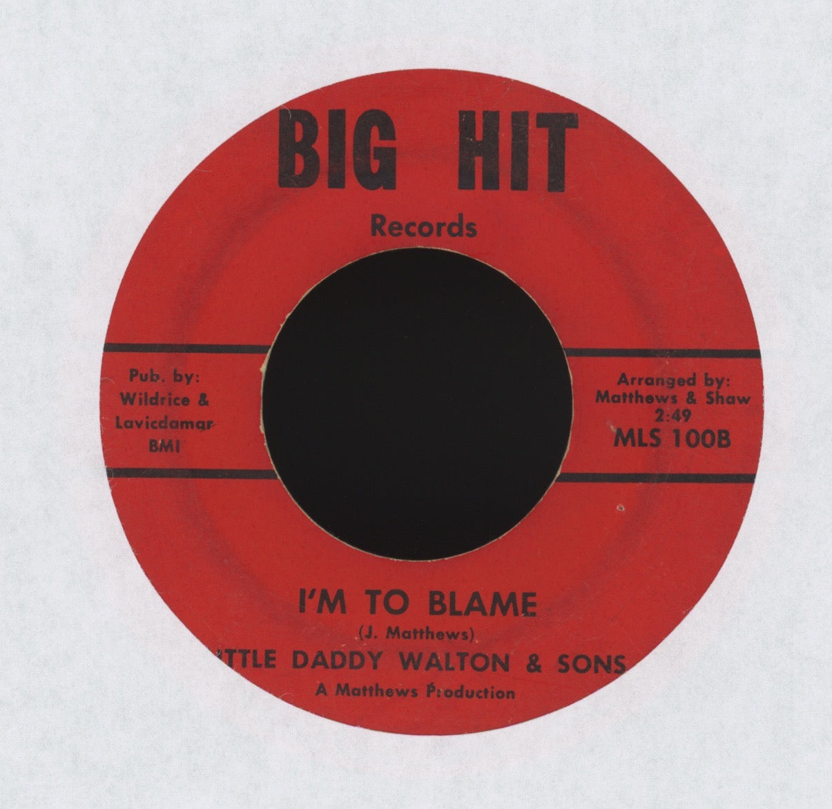 Little Daddy Walton & Sons - Highway Blues on Big Hit R&B Blues 45