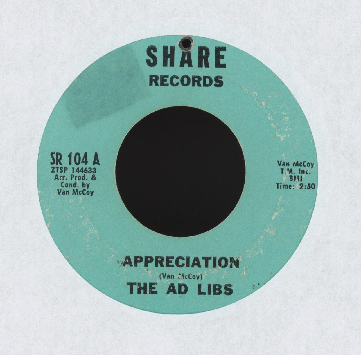 The Ad Libs - Appreciation / Giving Up on Share Northern Soul 45