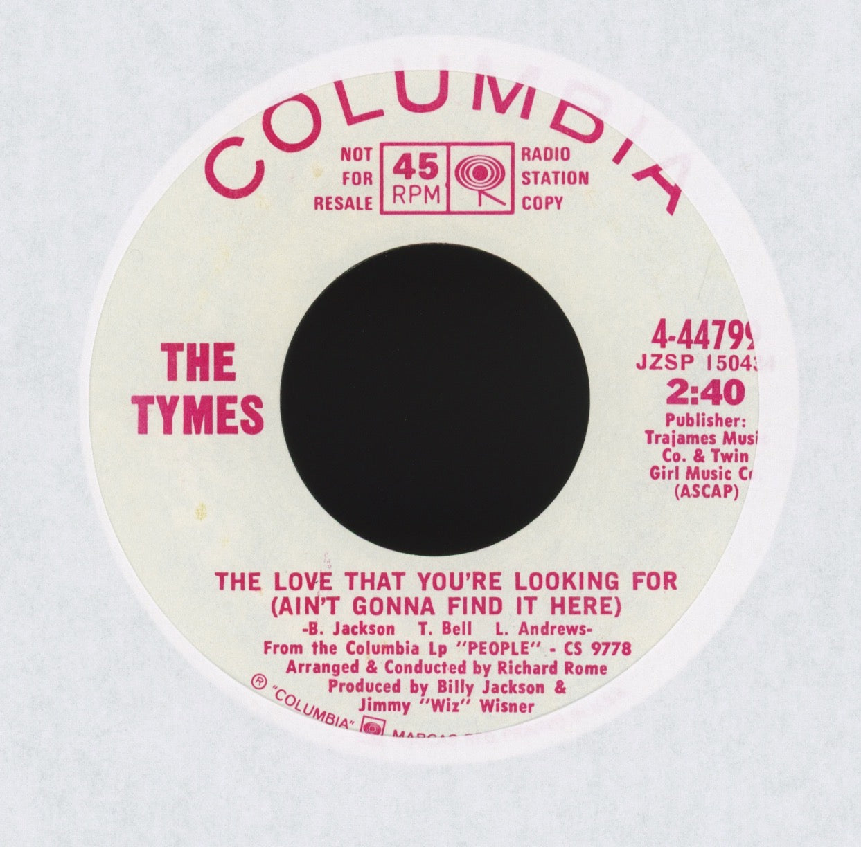 The Tymes - The Love That You're Looking For (Ain't Gonna Find It Here) on Columbia Promo Northern Soul 45
