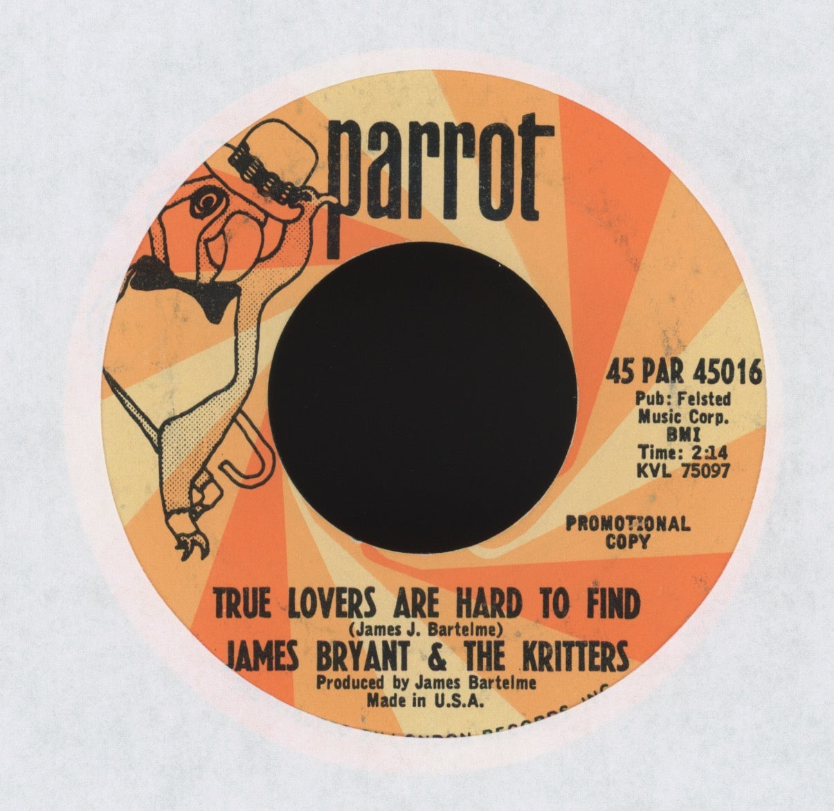 James Bryant, The Kritters - Long Long Time on Parrot Promo Moody Garage 45
