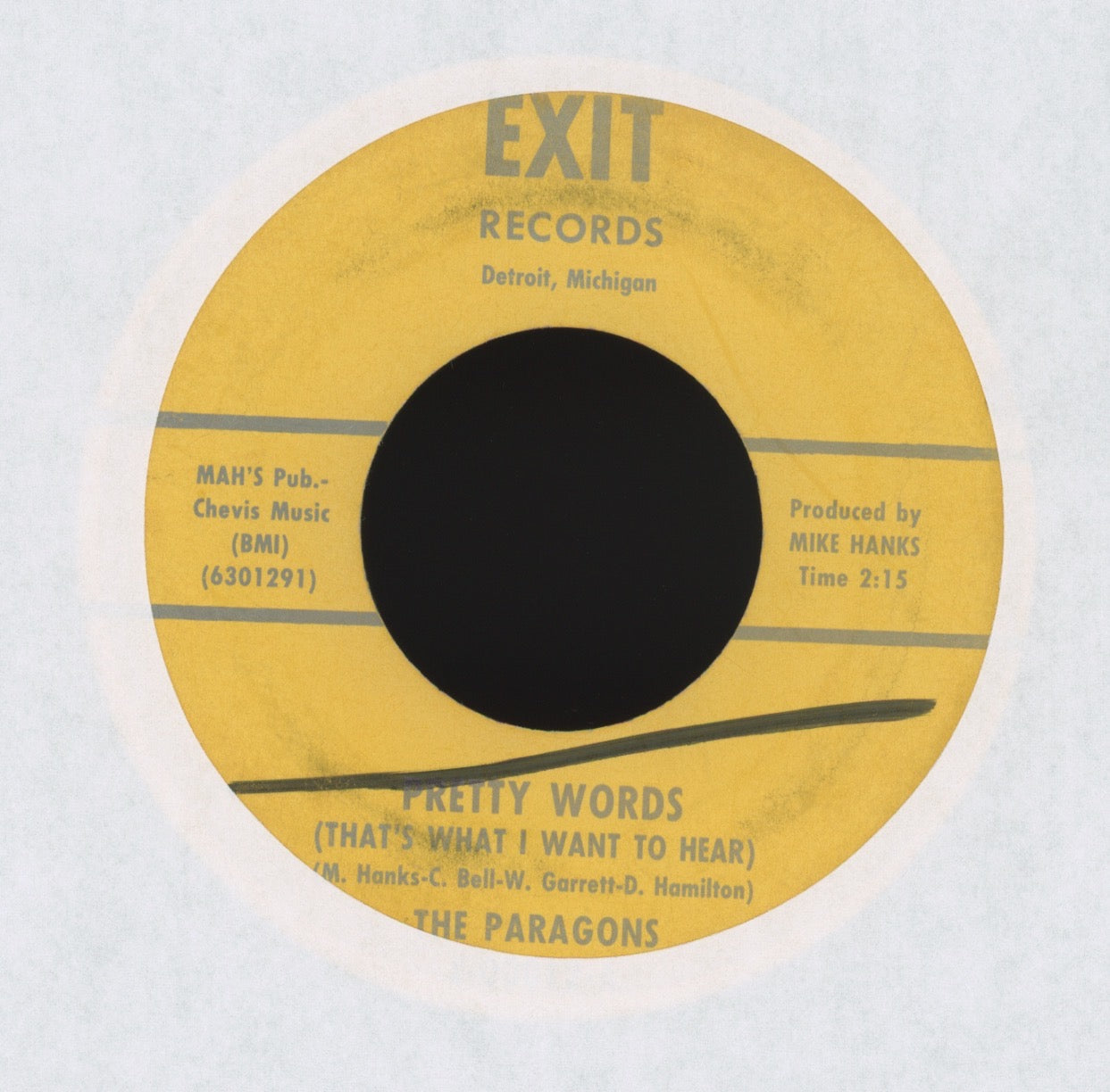 The Paragons - Pretty Words (That's What I Want To Hear) / My Time Is Important To Me on Exit Northern Soul 45