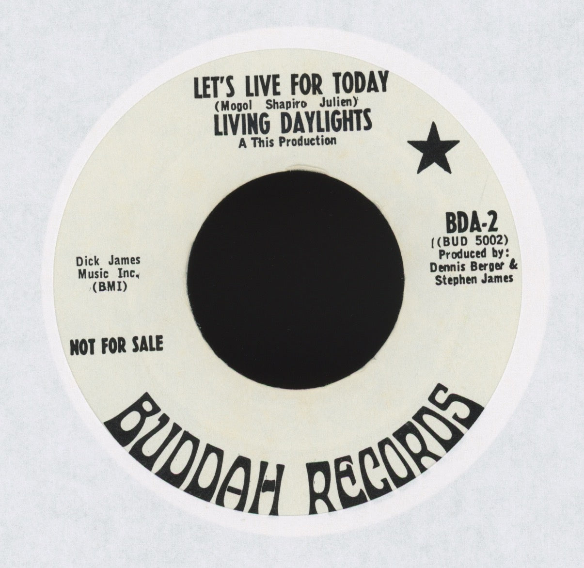 The Living Daylights - Let's Live For Today on Buddah Promo Psych 45