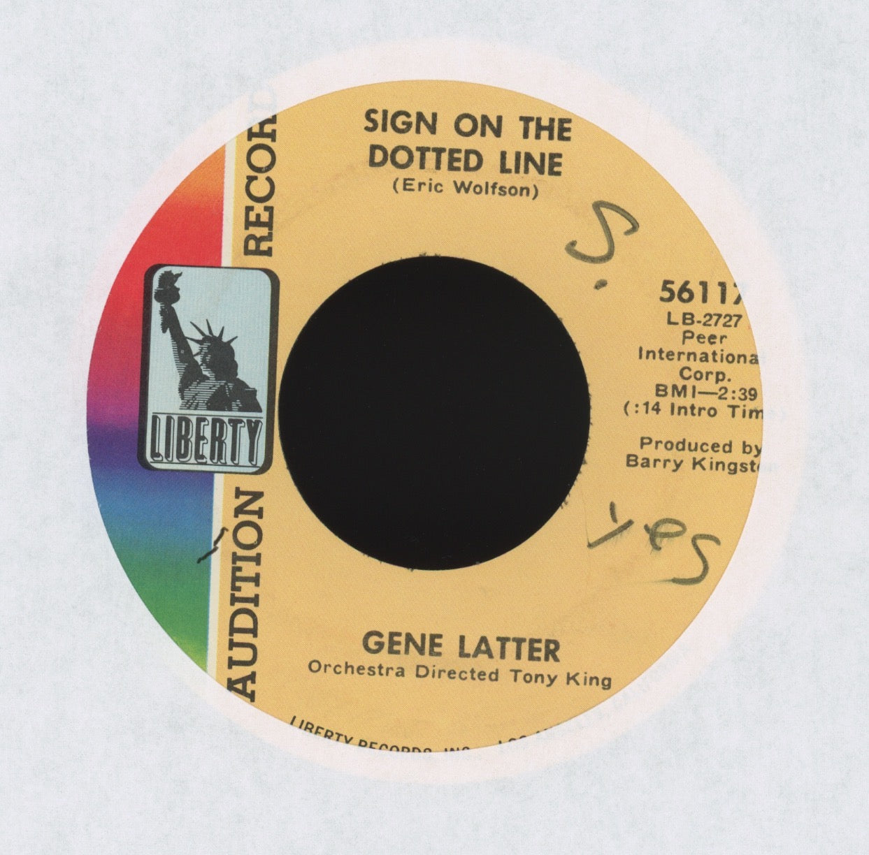 Gene Latter - Sign On The Dotted Line on Liberty Promo Northern Soul 45