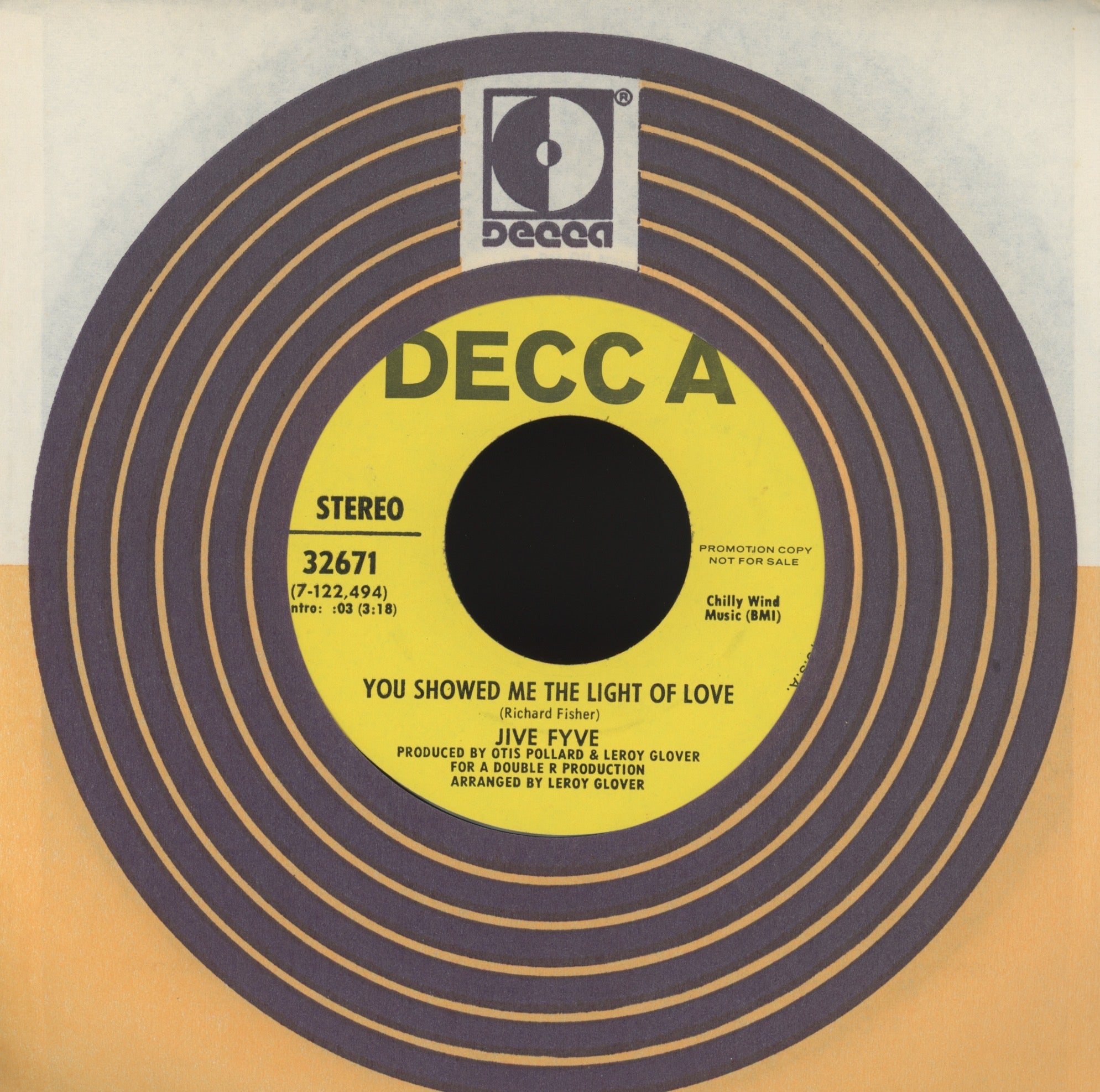 The Jive Five Fyve - You Showed Me The Light of Love on Decca Promo Northern Soul 45