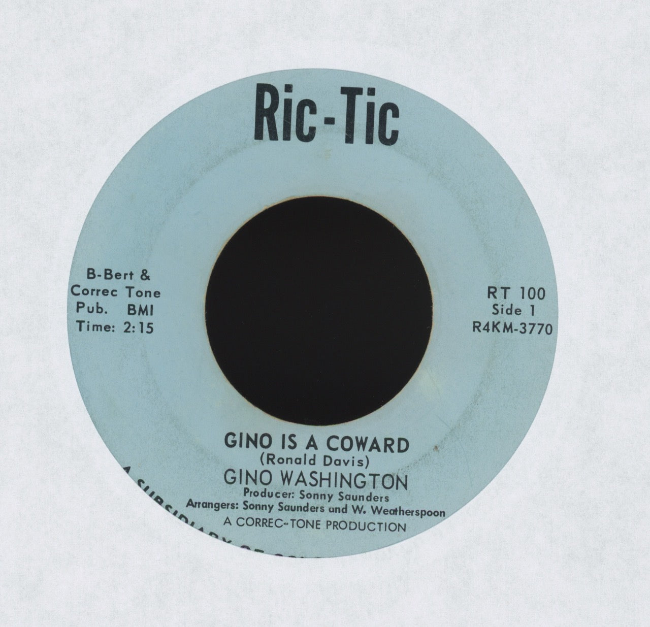 Gino Washington - Gino Is A Coward on Ric-Tic R&B 45