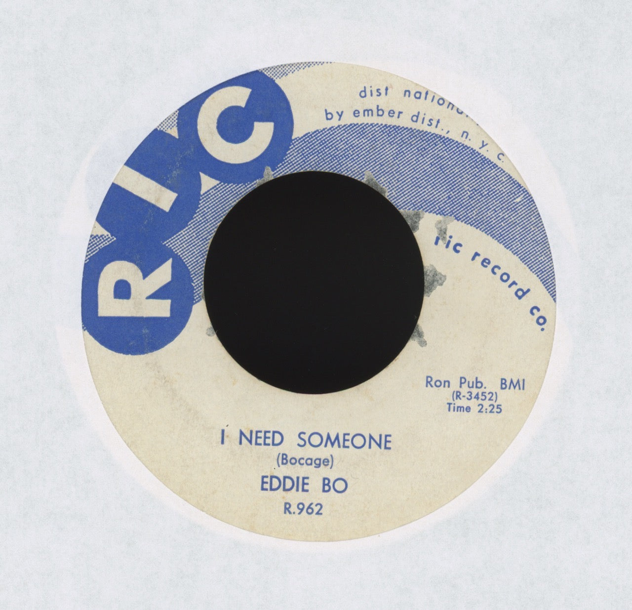 Eddie Bo - Hey There Baby on RIC R&B 45