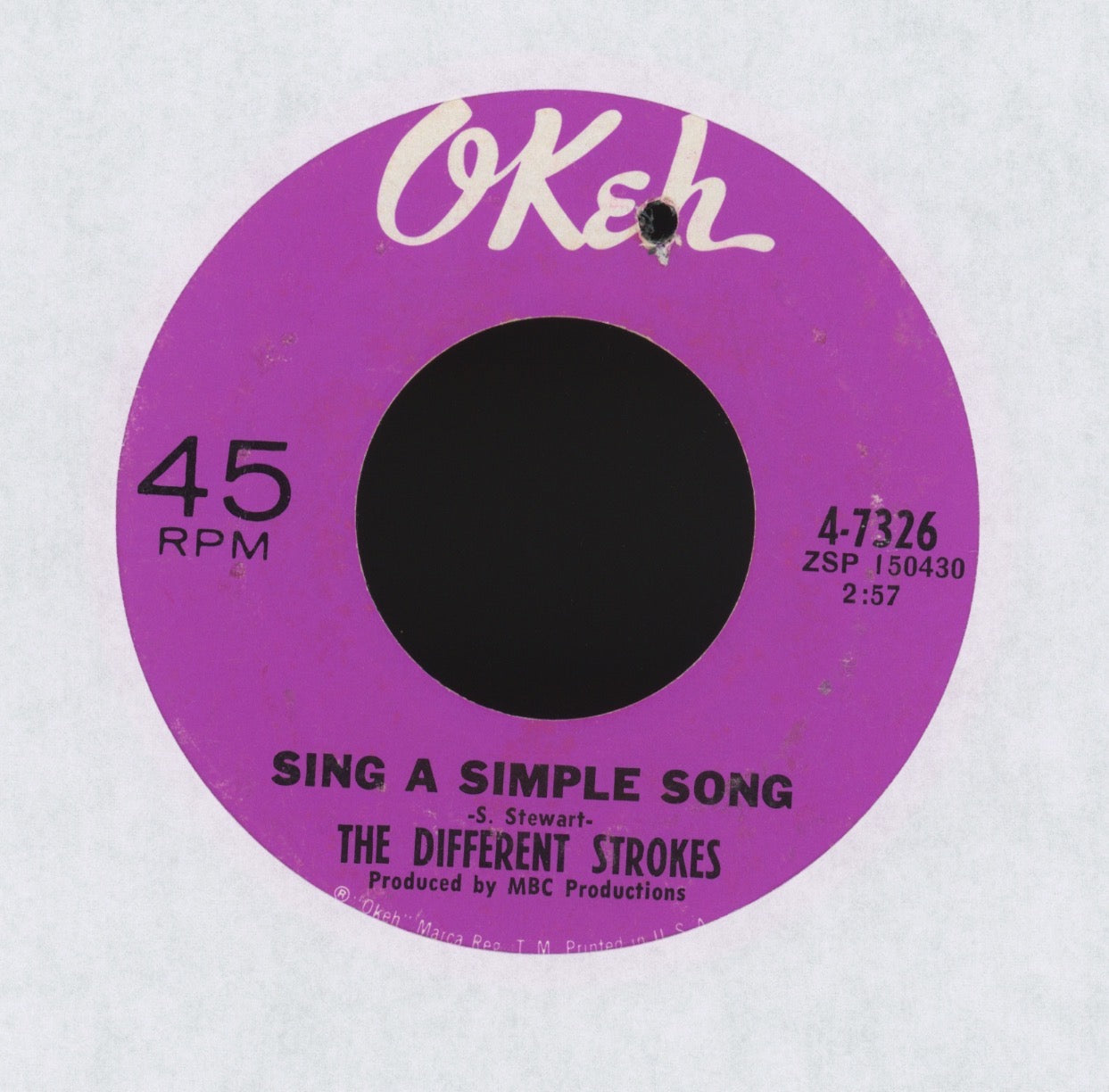 The Different Strokes - Sing A Simple Song on Okeh Funk 45