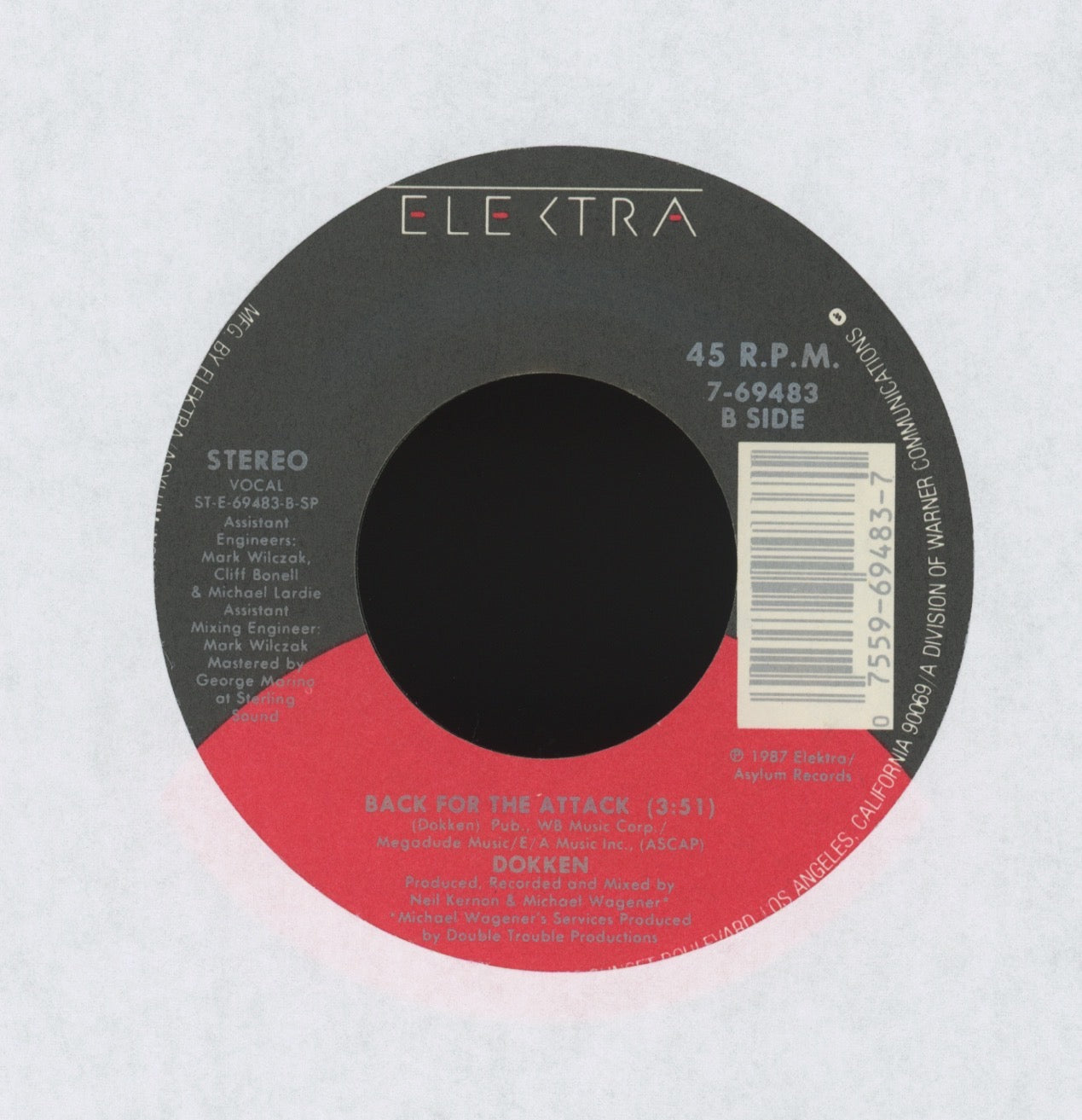 Dokken - Dream Warriors on Elektra Metal 45 With Picture Sleeve