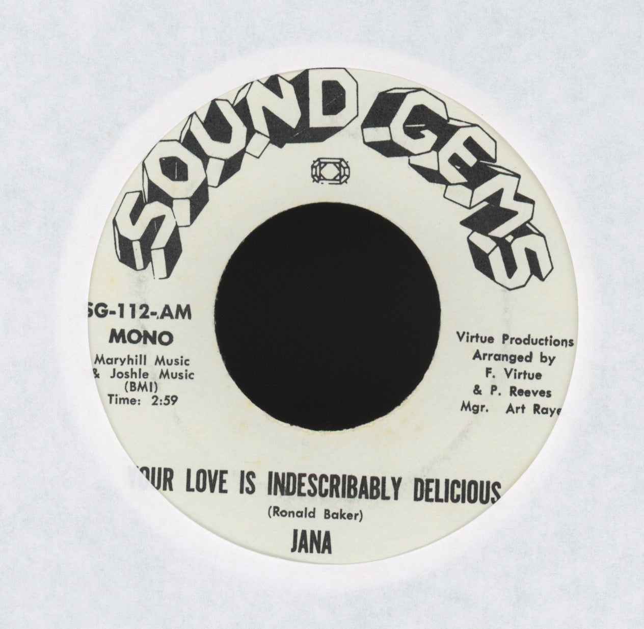 Jana - Your Love Is Indescribably Delicious on Sound Gems Promo Funk 45