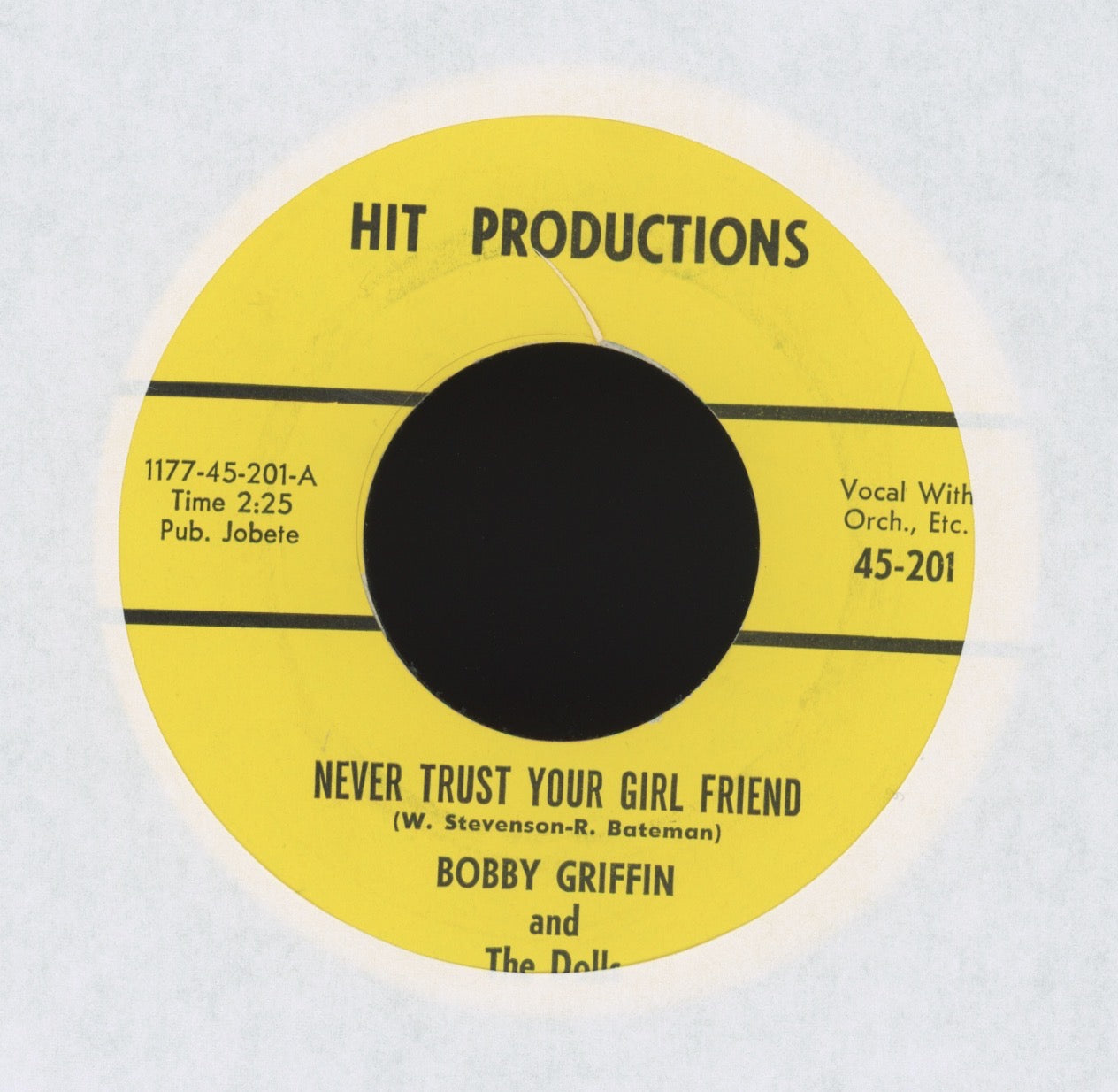 Bobby Griffin And The Dolls - Never Trust Your Girl Friend on Hit Productions R&B 45