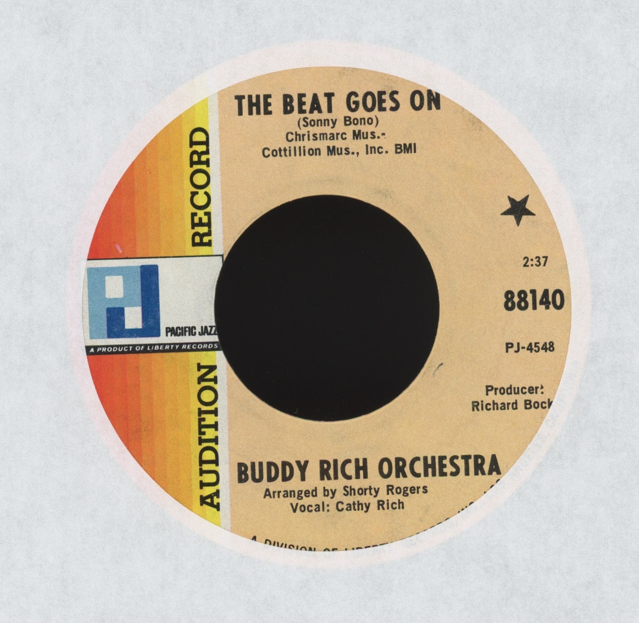 Buddy Rich And His Orchestra - The Beat Goes On on Pacific Jazz Promo Mod Soul Jazz 45