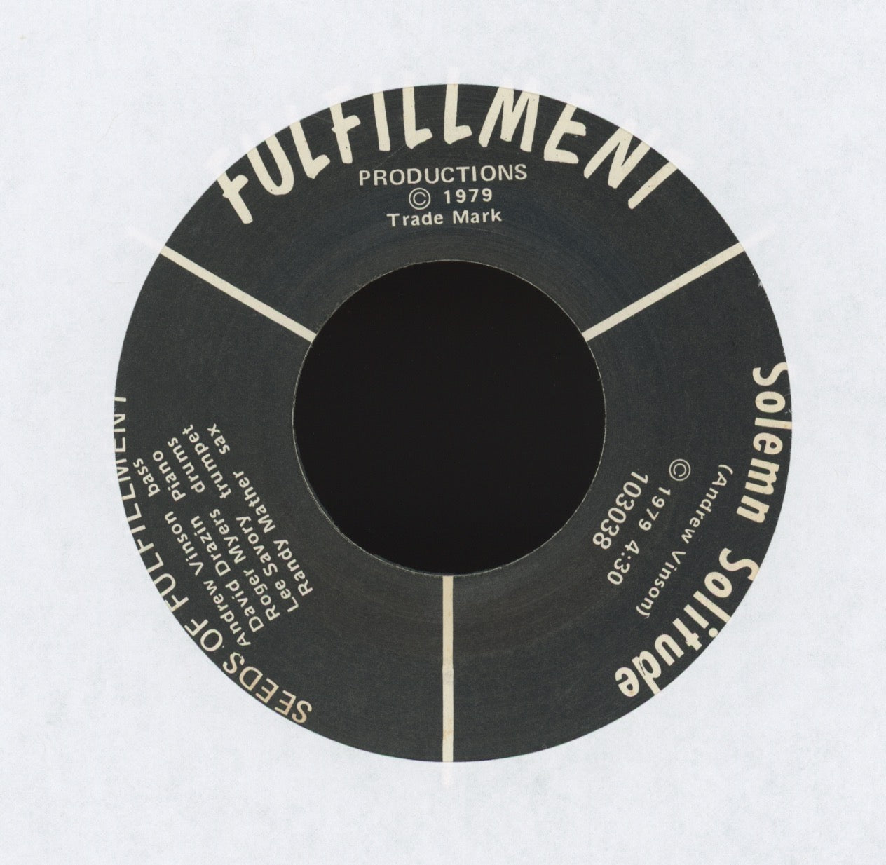 Seeds Of Fulfillment - Solemn Solitude on Fulfillment Productions Soul Jazz Funk 45