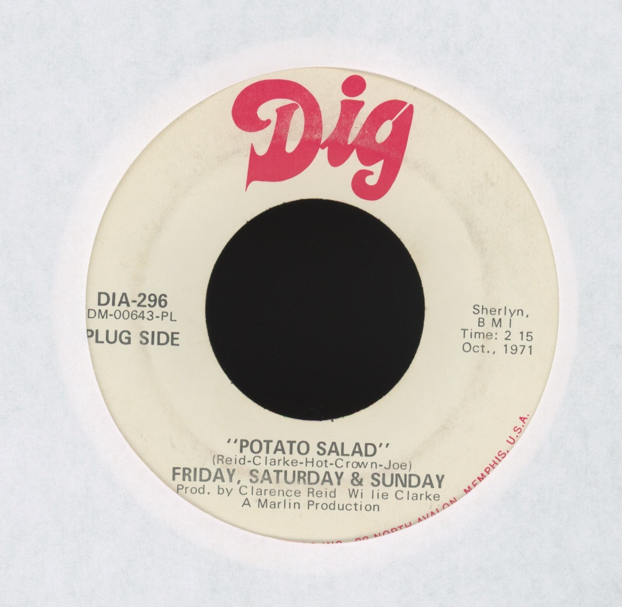 Friday, Saturday & Sunday - There Must Be Something / Potato Salad on Dig Promo Crossover Soul Funk 45
