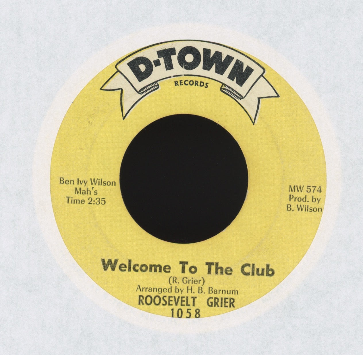 Roosevelt Grier - Pizza Pie Man on D-Town Northern Soul 45