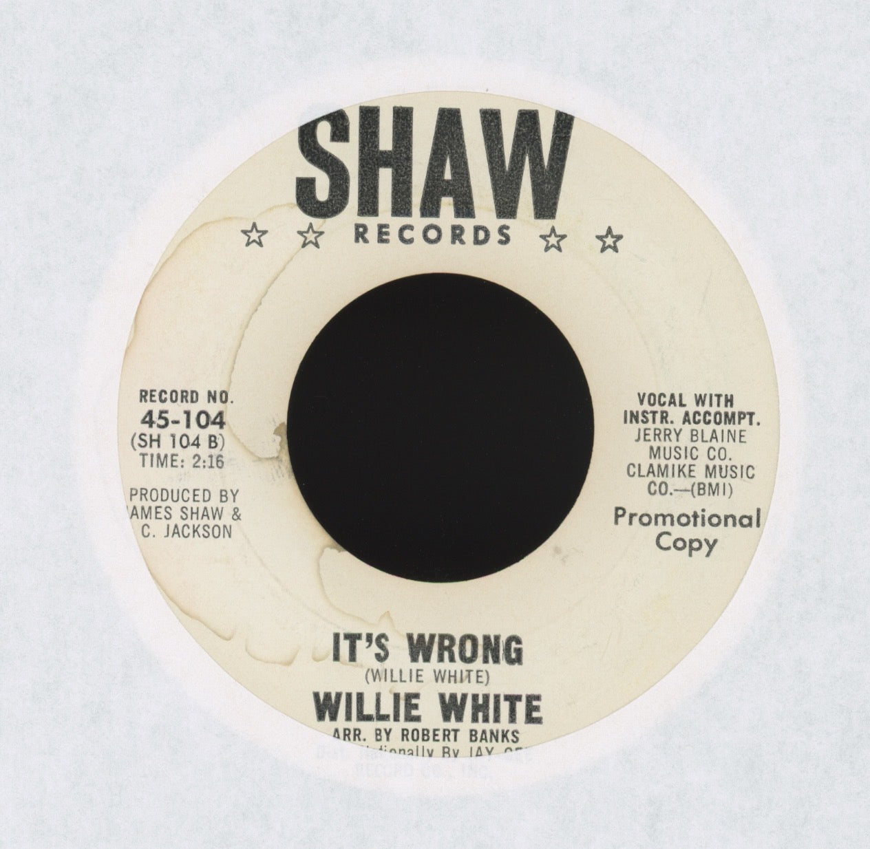 Willie White - 99 Beef Steaks on Shaw Promo Northern Soul 45