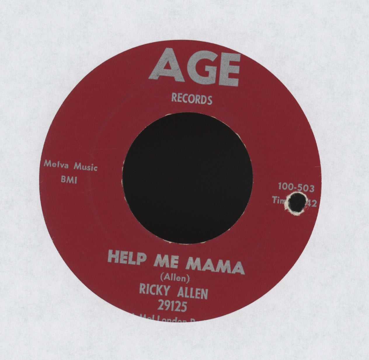 Ricky Allen - Help Me Mama on Age R&B 45