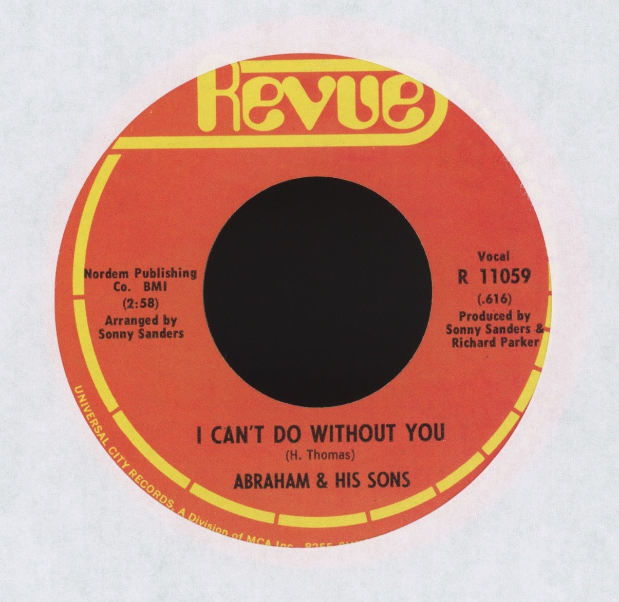 Abraham & His Sons - I Can't Do Without You / Your Mother Understood on Revue Soul Funk 45
