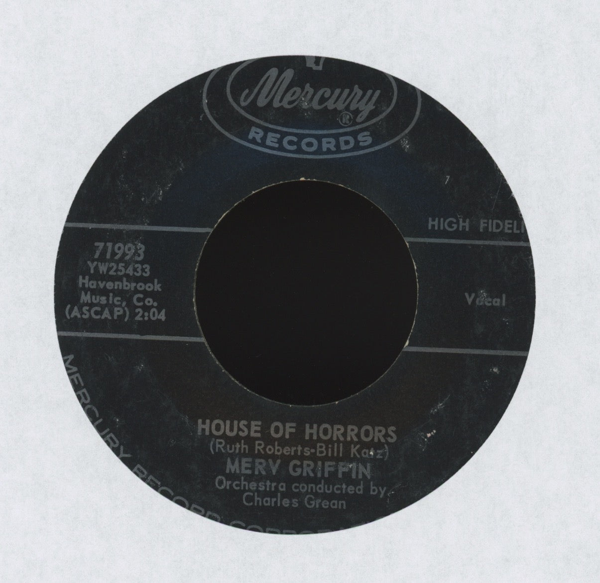 Merv Griffin - House Of Horrors on Mercury Halloween Horror Mod Rocker 45