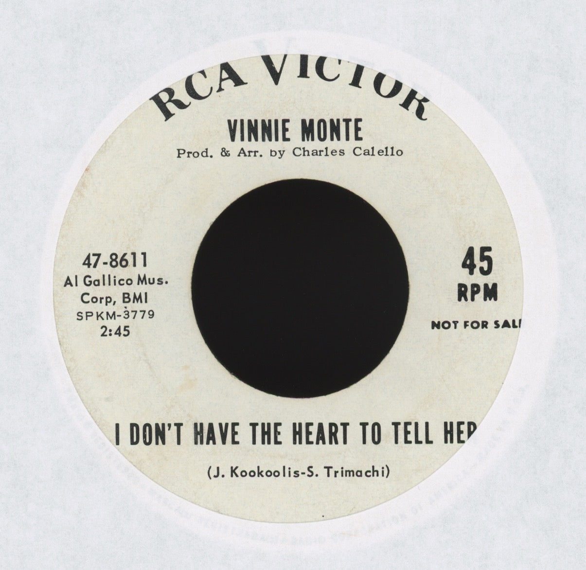 Vinnie Monte -I Don't Have the Heart to Tell Her on RCA Promo Northern Soul 45
