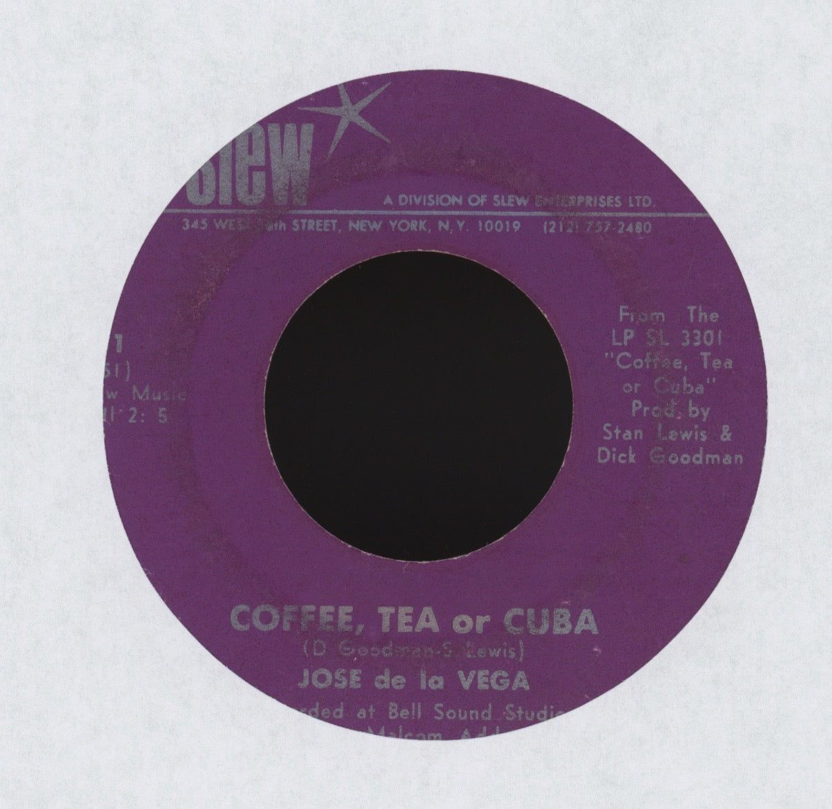 Jose De La Vega - Ode To A Hijacker on Slew Latin 45