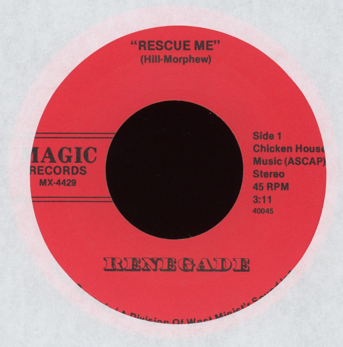Renegade - Don't Stop Let's Rock on Magic Hard Rock 45 With Picture Sleeve