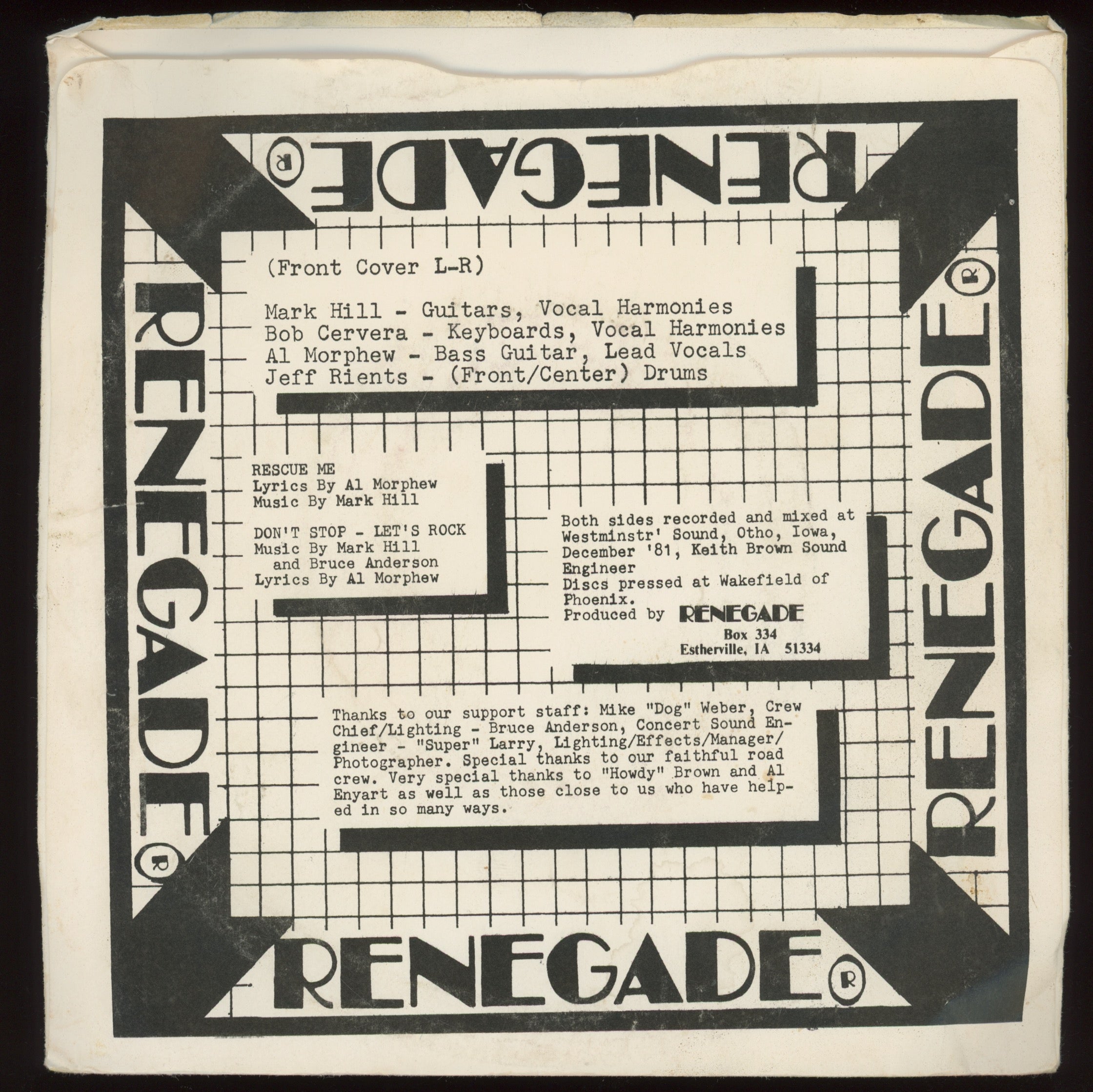 Renegade - Don't Stop Let's Rock on Magic Hard Rock 45 With Picture Sleeve