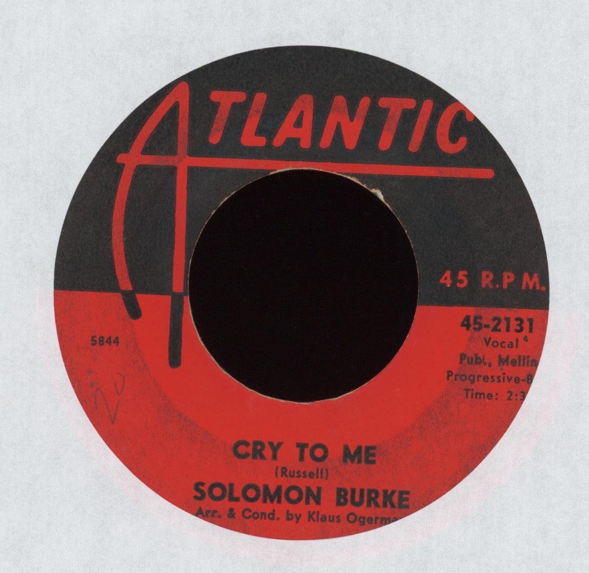 Solomon Burke - Cry To Me on Atlantic Northern Soul 45