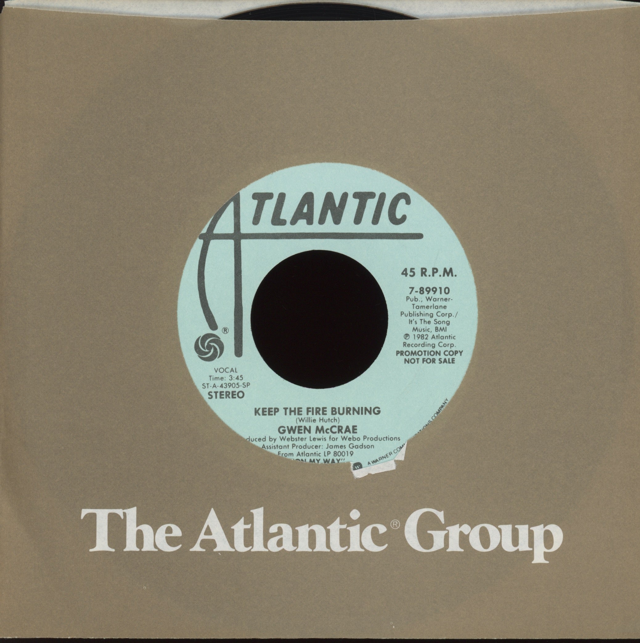 Gwen McCrae - Keep The Fire Burning on Atlantic Promo Modern Soul 45