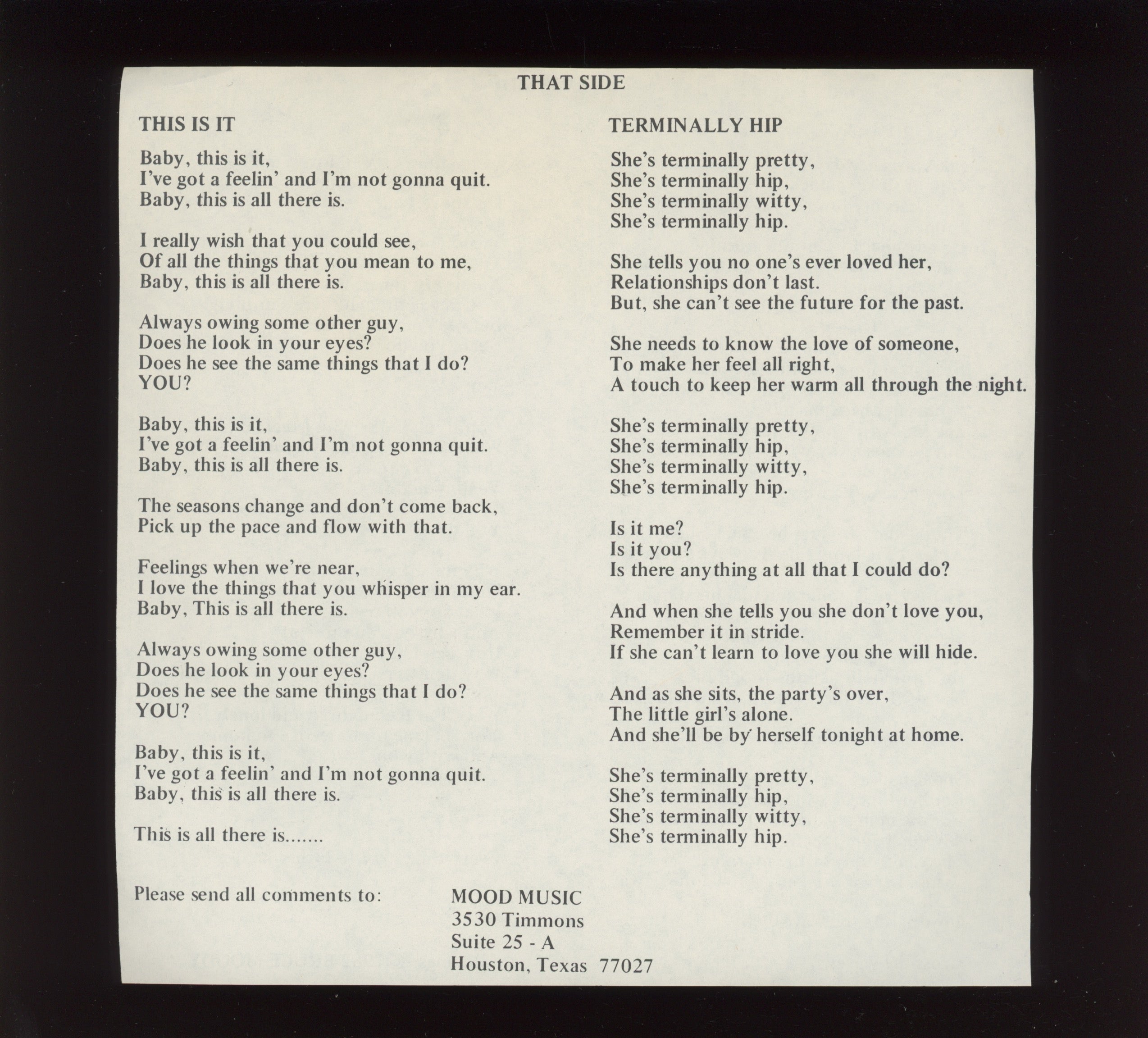 Bruce Moody - Fresh Out! Private Press Power Pop 7" EP With Picture Sleeve