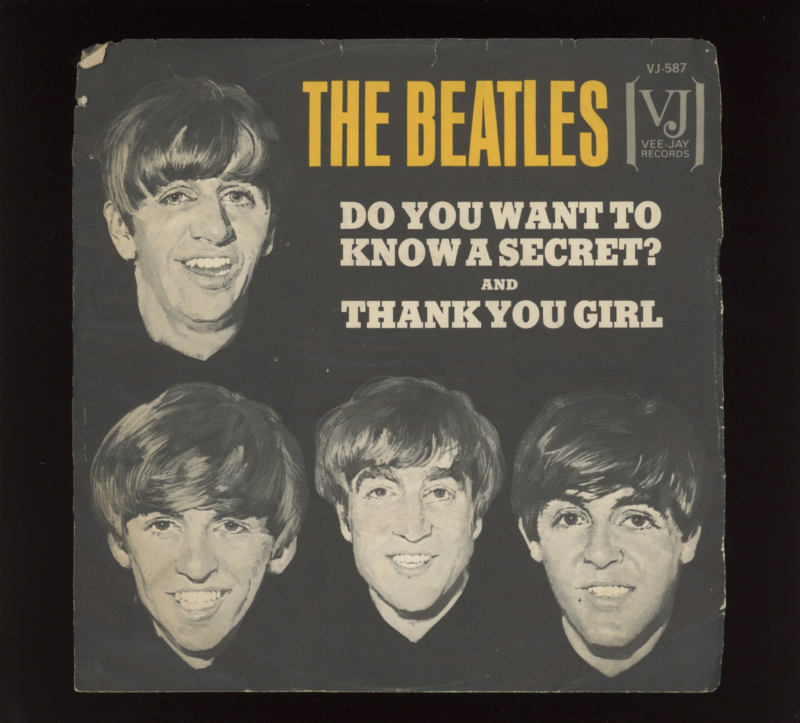 The Beatles - Do You Want To Know A Secret / Thank You Girl on Vee Jay 45 With Picture Sleeve