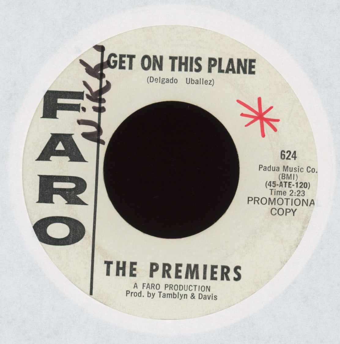 The Premiers - Get On This Plane on FARO Promo Rare Garage Psych 45