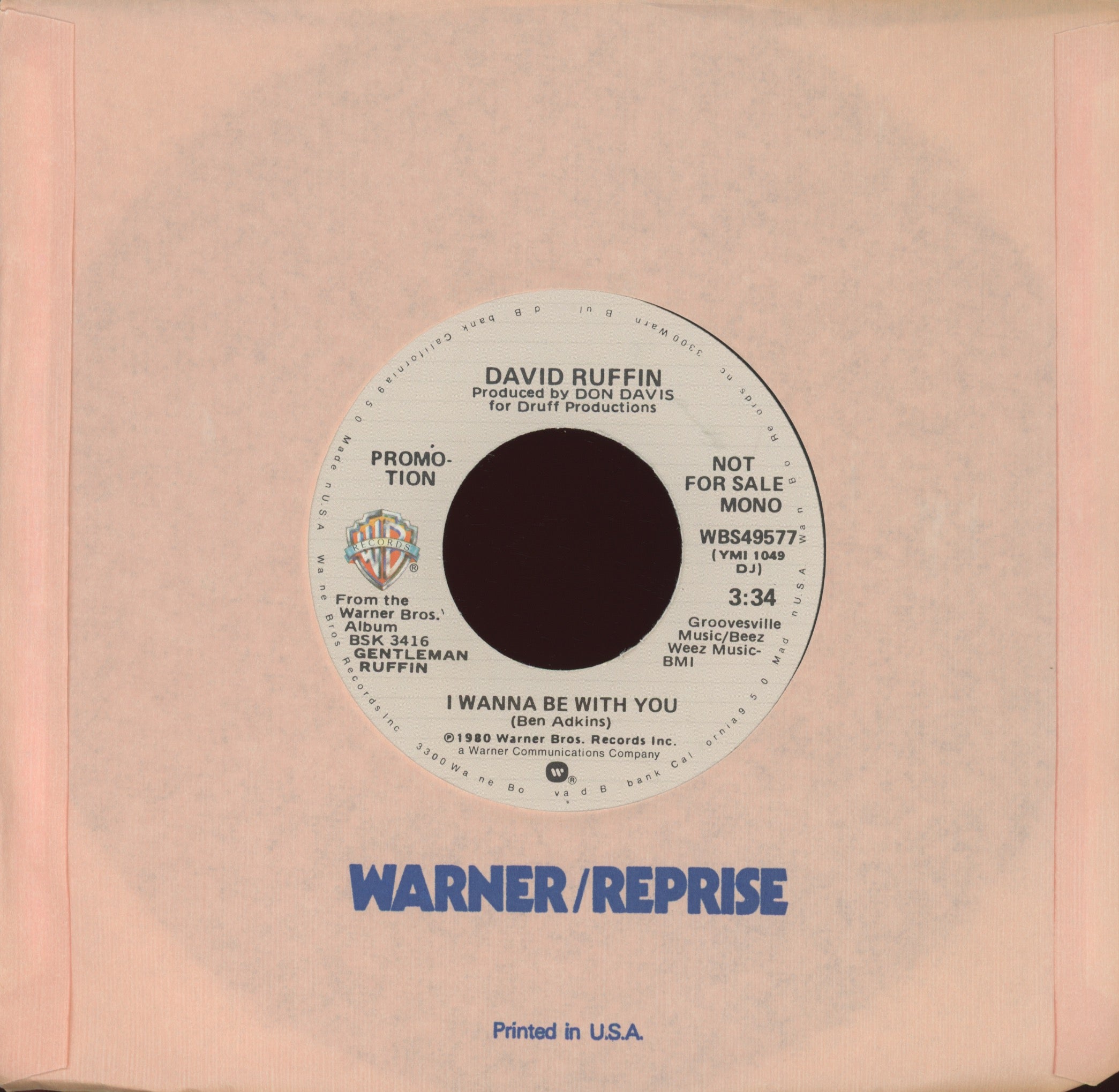 David Ruffin - I Wanna Be With You on WB Promo Modern Soul 45