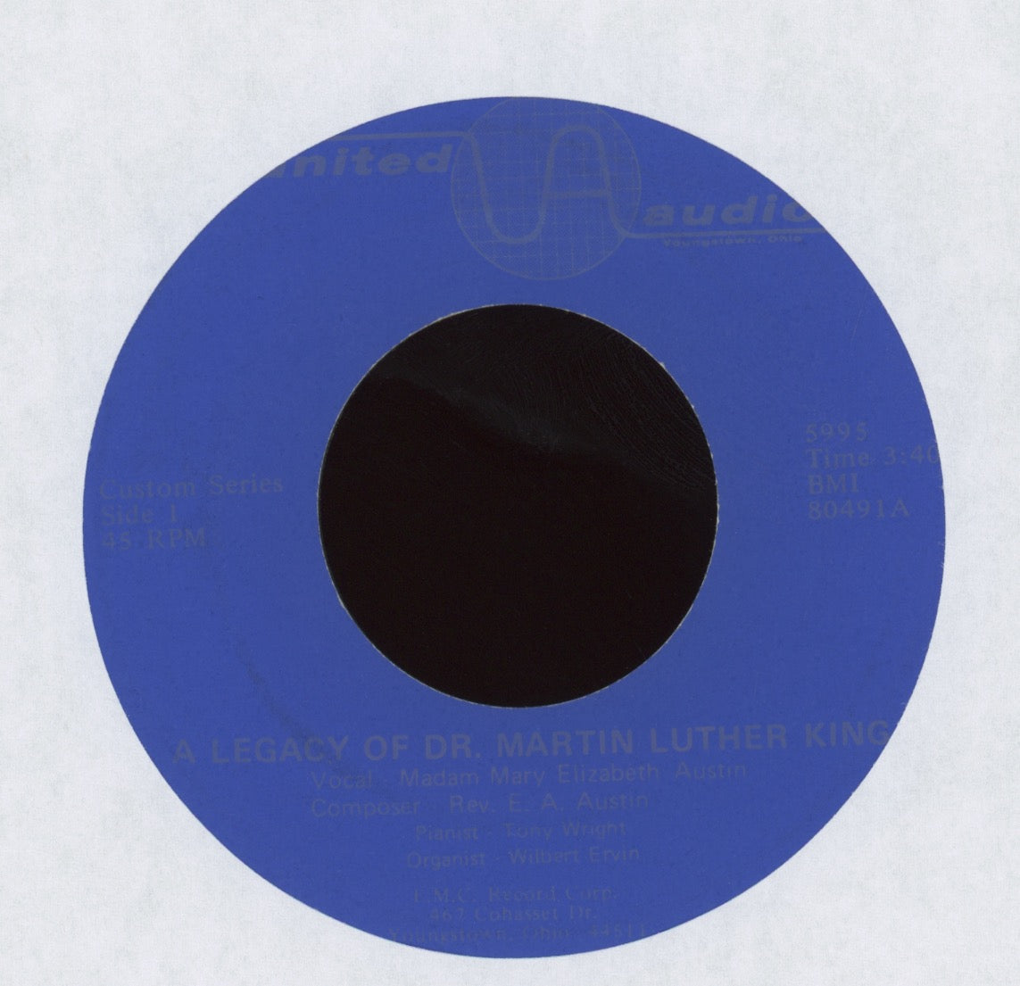 Madam Mary Elizabeth Austin - A Legacy Of Dr. Martin Luther King on United Audio Gospel 45