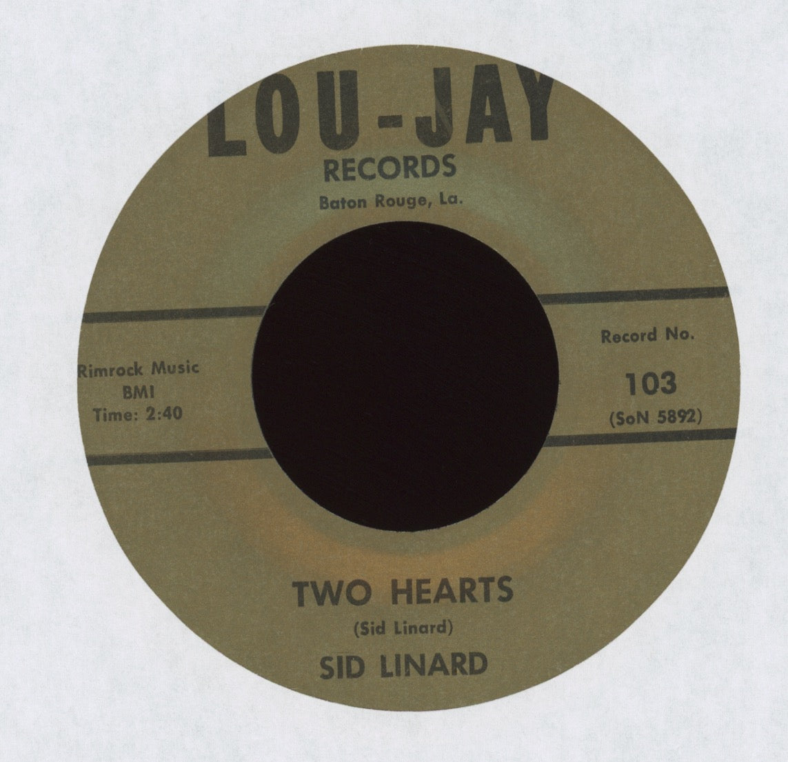 Sid Linard - Cry All Night Long on Lou Jay Teen Rocker 45