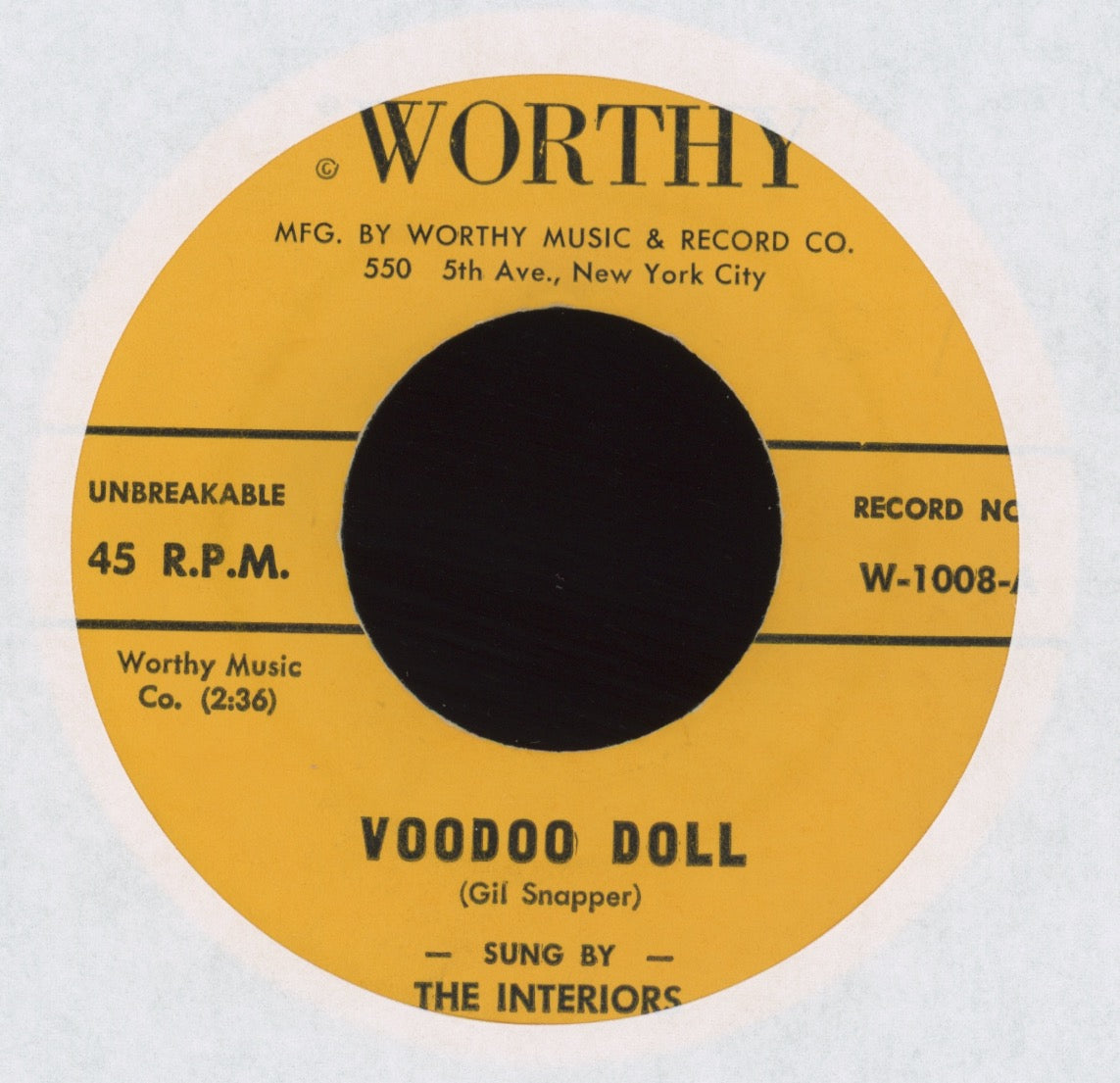 The Interiors - Voodoo Doll on Worthy R&B Doo Wop 45 Reissue