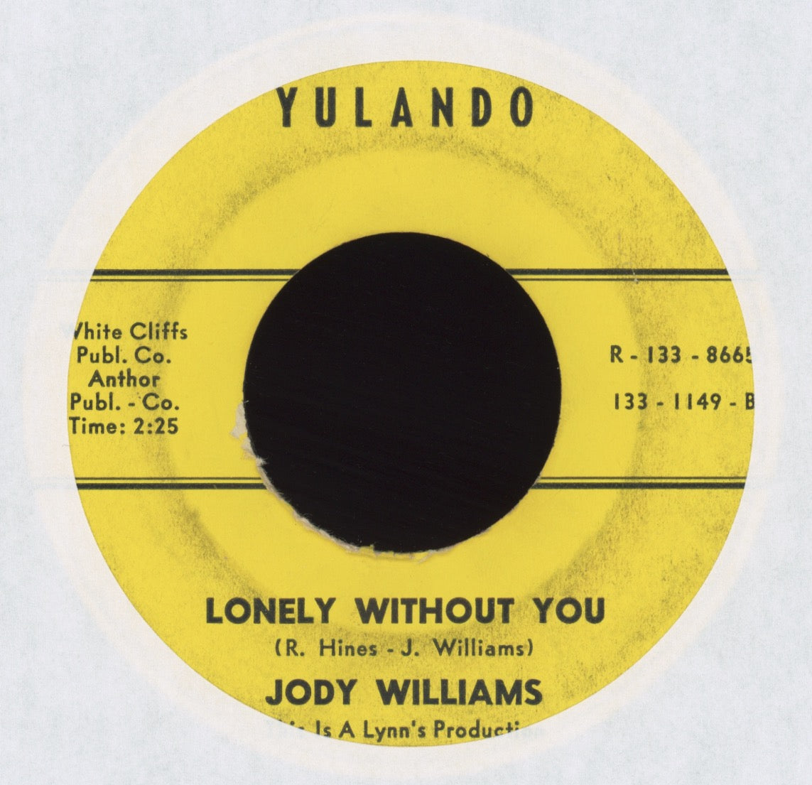 Jody Williams - Lonely Without You on Yulando Northern Soul 45