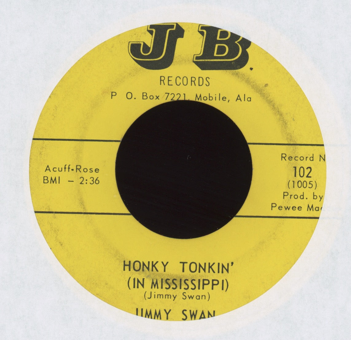 Jimmy Swan - Honky Tonkin' (In Mississippi) on JB Country 45