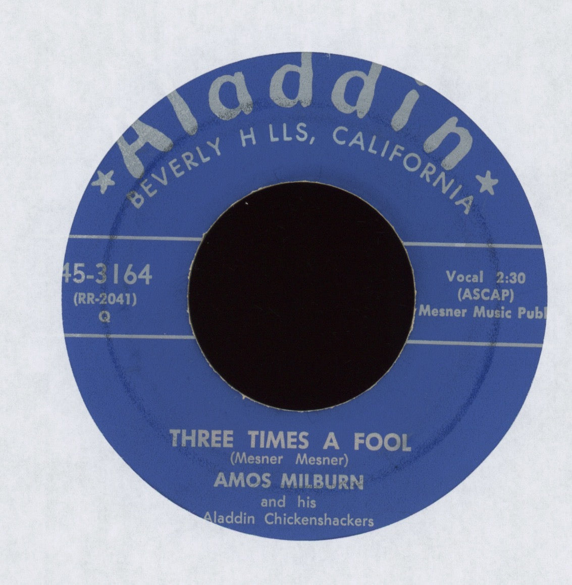 Amos Milburn And His Aladdin Chickenshackers - Let Me Go Home Whiskey on Aladdin R&B Jump Blues 45