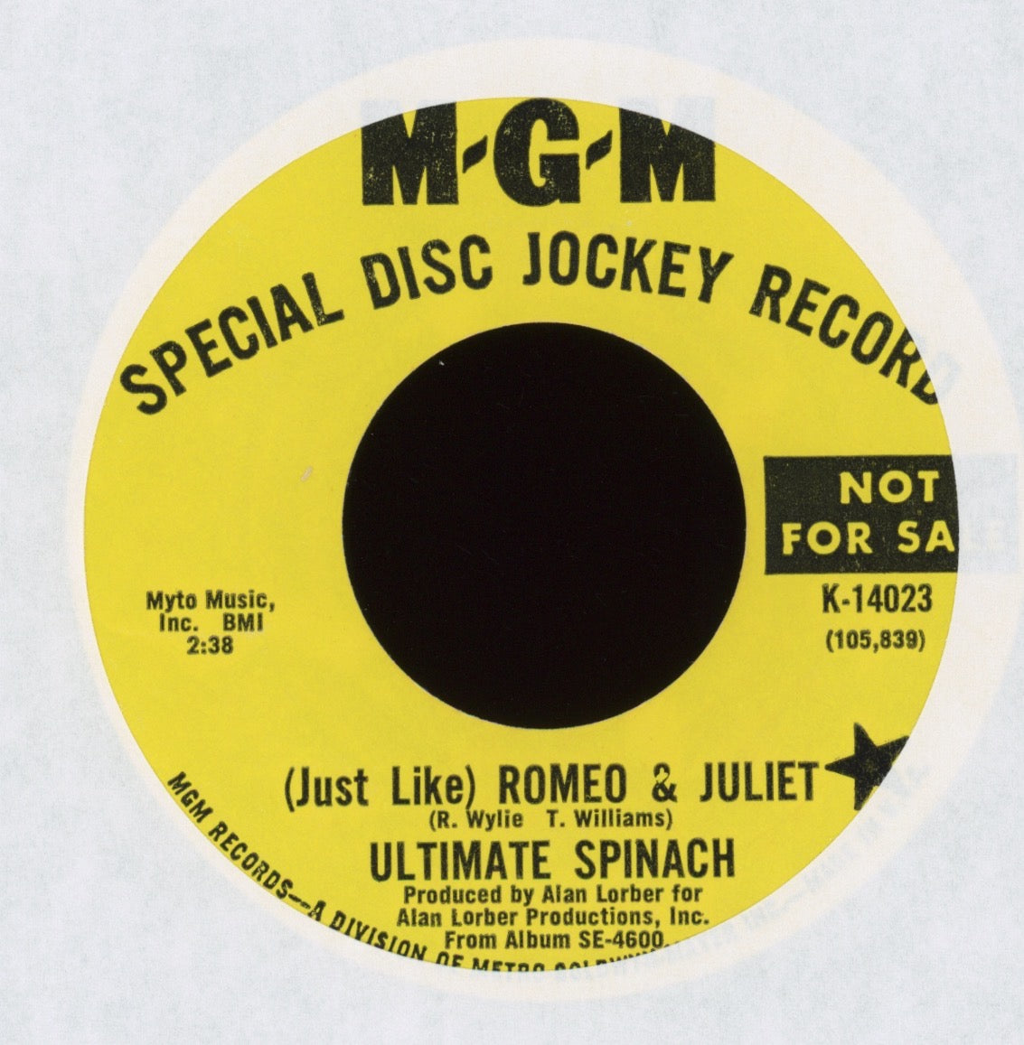 Ultimate Spinach - (Just Like) Romeo & Juliet / Some Days You Just Can't Win on MGM Promo Rock 45