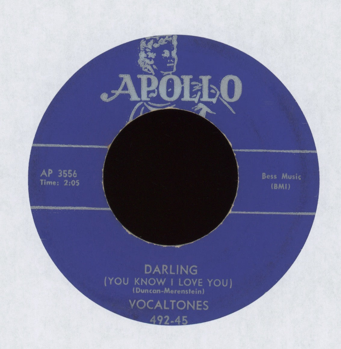 The Vocaltones - Darling (You Know I Love You) on Apollo R&B Doo Wop 45