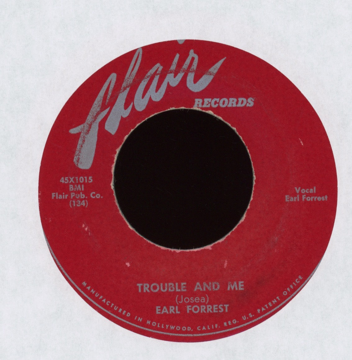 Johnny Ace / Earl Forest - Mid Night Hours Journey / Trouble And Me on Flair Blues 45
