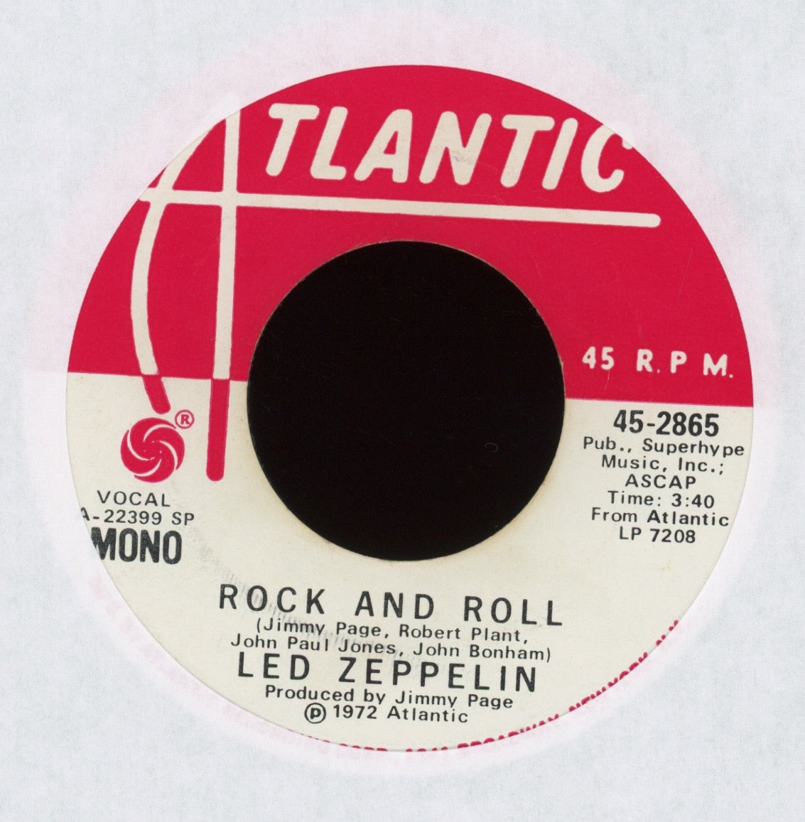Led Zeppelin - Rock And Roll on Atlantic Mono / Stereo Promo 45